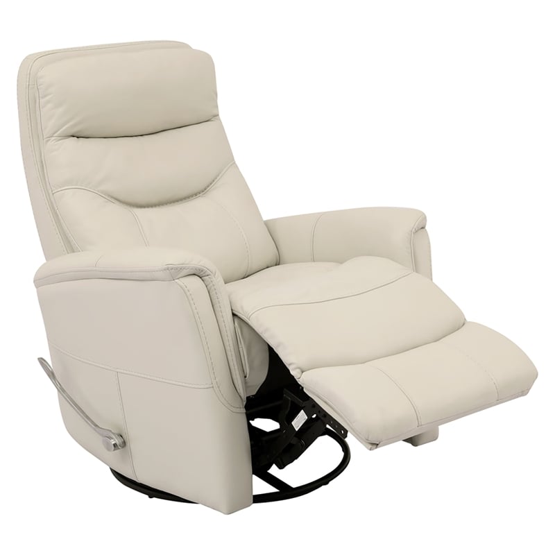 Home Square Leather Manual Swivel Glider Recliner in Ivory - Set of 2