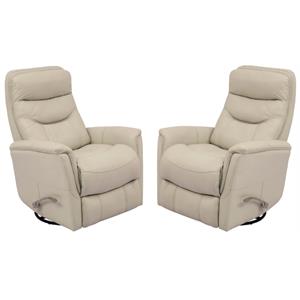 Home Square Leather Manual Swivel Glider Recliner in Ivory - Set of 2