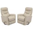Home Square Leather Manual Swivel Glider Recliner in Ivory - Set of 2