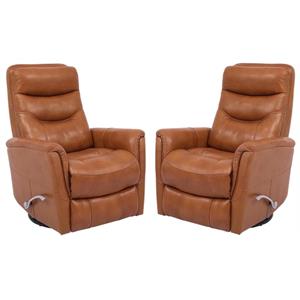 Home Square Leather Manual Swivel Glider Recliner in Brown - Set of 2