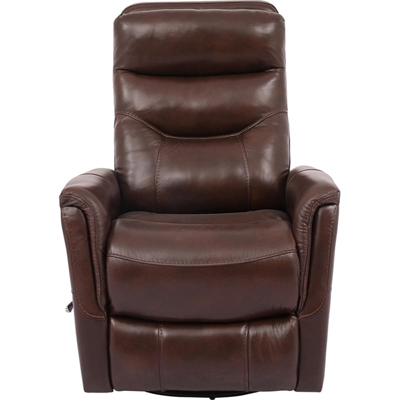 Home Square Leather Manual Swivel Glider Recliner in Chocolate - Set of 2