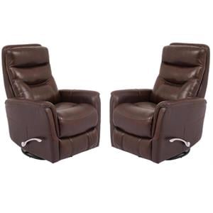 home square leather manual swivel glider recliner  - set of 2