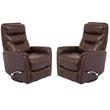 Home Square Leather Manual Swivel Glider Recliner in Chocolate - Set of 2