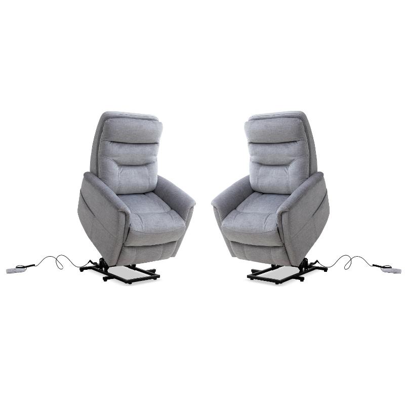 Home Square Fabric Lift Recliner in Capri Silver Gray - Set of 2