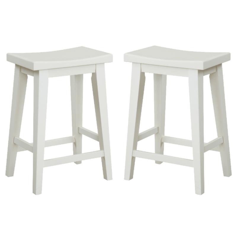 Home Square Modern Cotton Counter Stool in White Finish- Set of 2