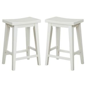 Home Square Modern Cotton Counter Stool in White Finish- Set of 2