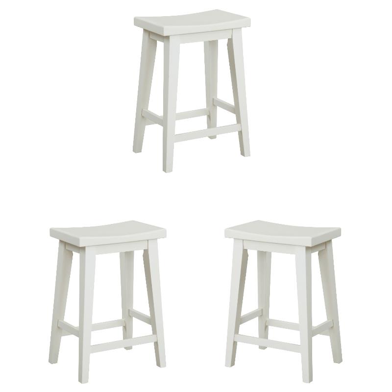 Home Square Modern Cotton Counter Stool in White Finish- Set of 3