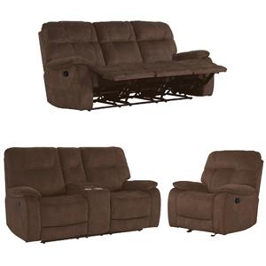 Home Square 3-Piece Set with Recliner & Loveseat & Sofa in Shadow Brown