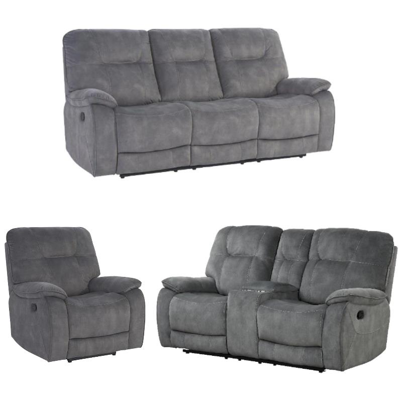 Home Square 3-Piece Set with Recliner & Loveseat & Sofa in Shadow Gray