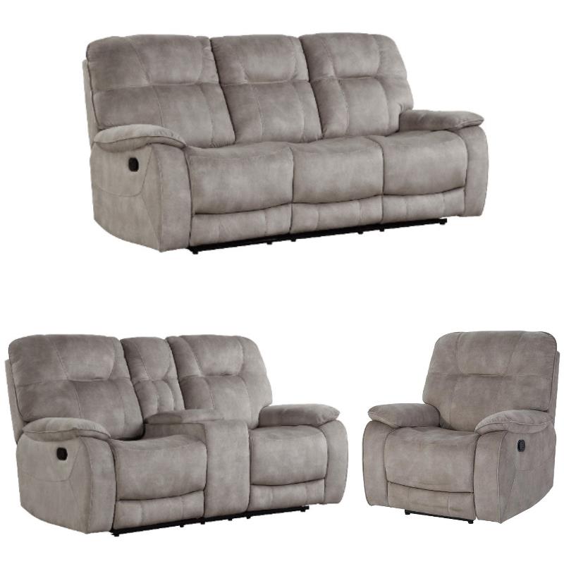 Home Square 3-Piece Set with Glider Recliner & Loveseat & Sofa in Natural