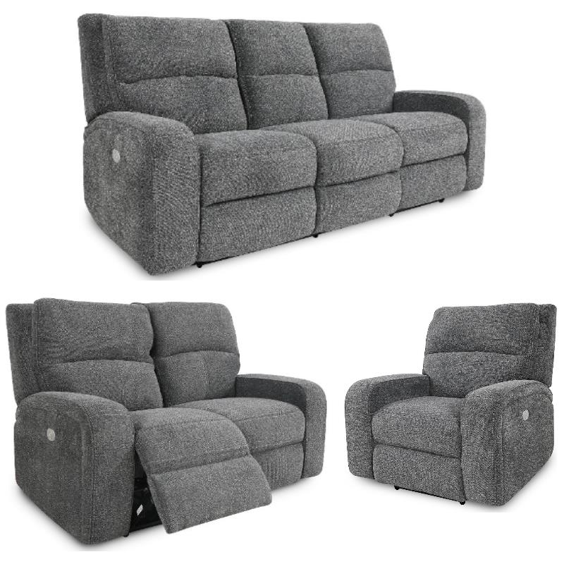 Home Square 3-Piece Set with Recliner & Loveseat & Sofa in Bizmark Gray
