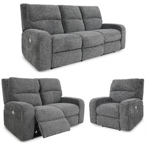Home Square 3-Piece Set with Recliner & Loveseat & Sofa in Bizmark Gray