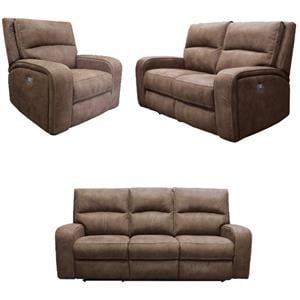 Home Square 3-Piece Set with Recliner & Loveseat & Sofa in Kahlua Brown
