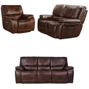 Home Square 3-Piece Set with Power Recliner & Loveseat & Sofa in Burnt Sienna