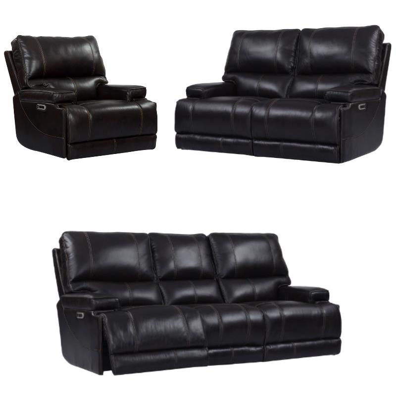 Home Square 3-Piece Set with Power Recliner & Loveseat & Sofa in Brown