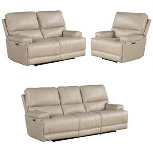 Home Square 3-Piece Set with Power Cordless Recliner & Loveseat & Sofa