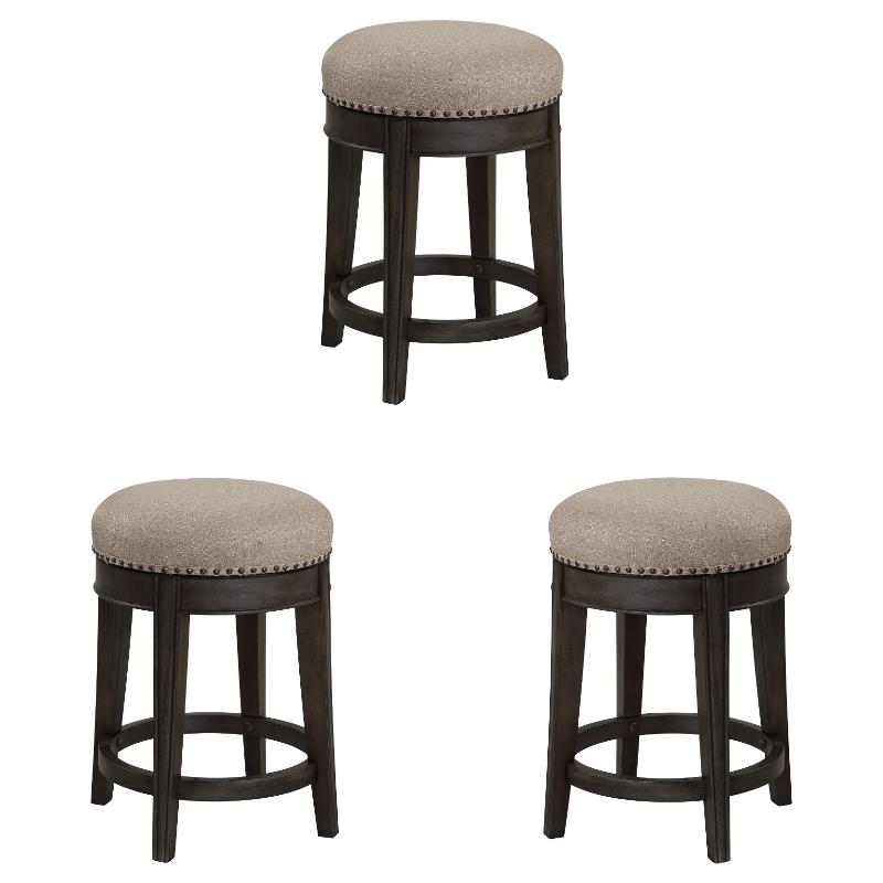 Home Square Wood Swivel Stool in Smokey Gray and Brown- Set of 3