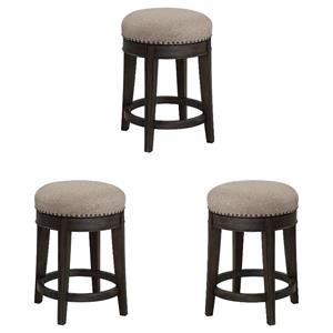 Home Square Wood Swivel Stool in Smokey Gray and Brown- Set of 3