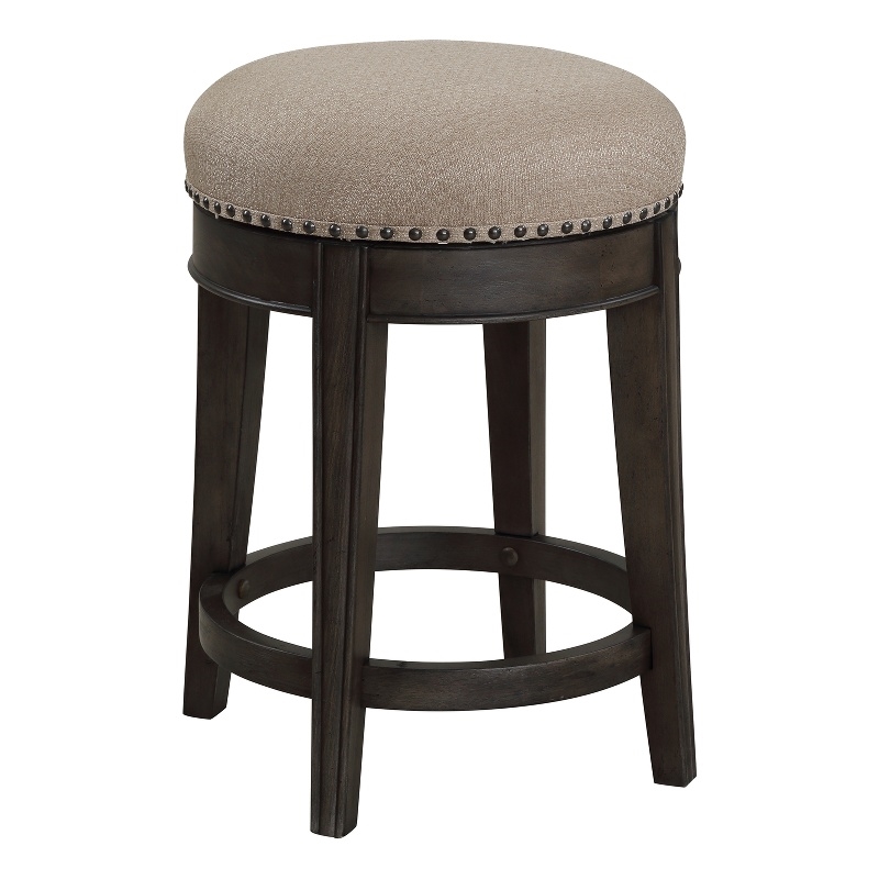 Home Square Wood Swivel Stool in Smokey Gray and Brown- Set of 2