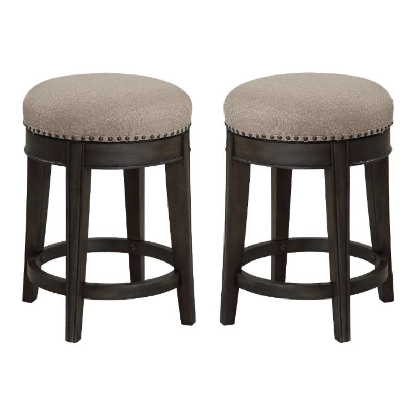 Home Square Wood Swivel Stool in Smokey Gray and Brown- Set of 2