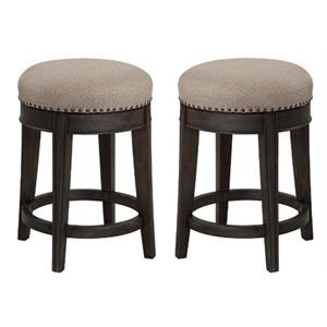Home Square Wood Swivel Stool in Smokey Gray and Brown- Set of 2