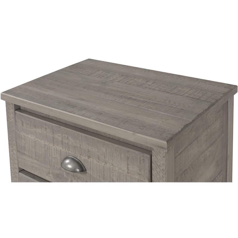 Home Square Solid Wood 2-Drawer Nightstand in Driftwood Gray - Set of 2