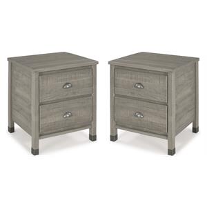 Home Square Solid Wood 2-Drawer Nightstand in Driftwood Gray - Set of 2