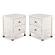 Home Square Solid Wood 2-Drawer Nightstand in Shabby White - Set of 2