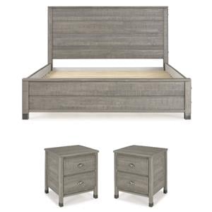 Home Square 3-Piece Set with Queen Bed & 2 Nightstands in Driftwood Gray