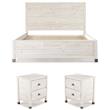 Home Square 3-Piece Set with Queen Platform Bed & 2 Nightstands in Shabby White