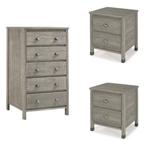 Home Square 3-Piece Set with 2 Nightstands and 5-Drawer Bedroom Chest