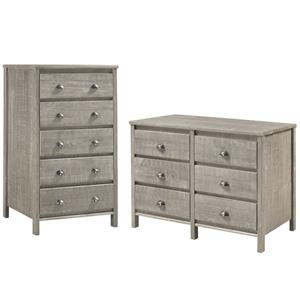 Home Square 2-Piece Set with 5-Drawer Bedroom Chest & 6-Drawer Dresser