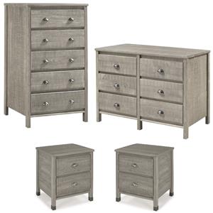Home Square 4-Piece Set with 2 Nightstands & 5-Drawer Chest & 6-Drawer Dresser
