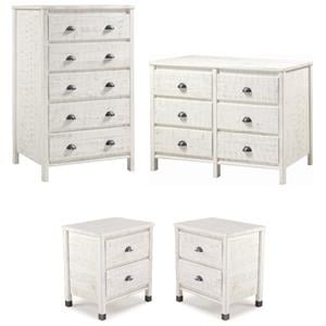 Home Square 4-Piece Set with 2 Nightstands & Chest & Dresser in White