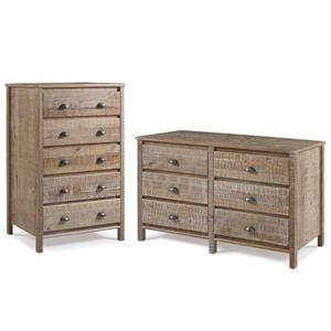 Home Square 2-Piece Set with 5-Drawer Chest & 6-Drawer Dresser in Barnwood