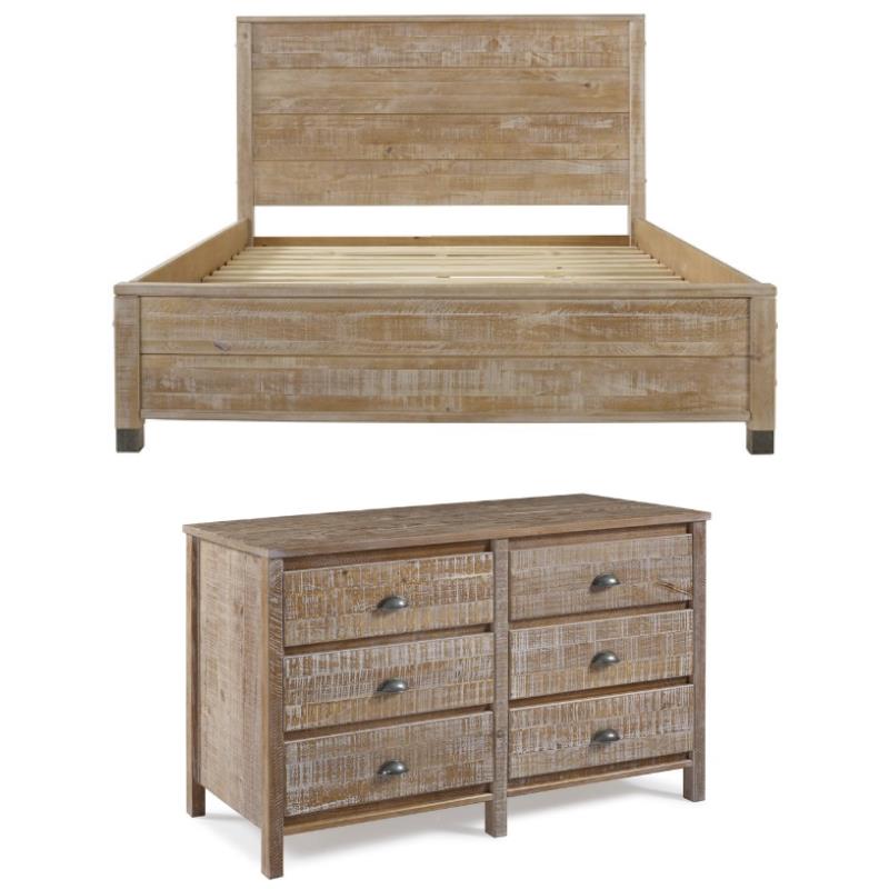 Home Square 2-Piece Set with Queen Platform Bed & 6-Drawer Dresser in Barnwood