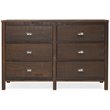 Home Square 3-Piece Set with Queen Bed & Chest & 6-Drawer Dresser in Walnut