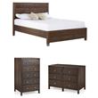 Home Square 3-Piece Set with Queen Bed & Chest & 6-Drawer Dresser in Walnut