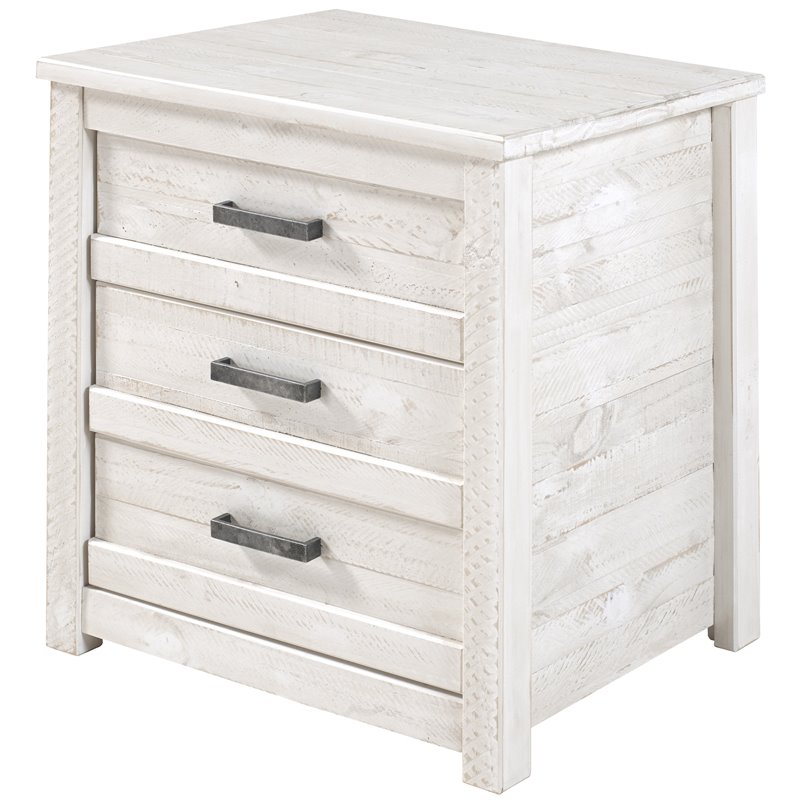 Home Square 3-Piece Set with Queen Bed & 2 Nightstands in Antique White