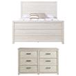 Home Square 2-Piece Set with Queen Bed & 6-Drawer Dresser in White