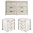 Home Square 3-Piece Set with 2 Nightstands & 6-Drawer Bedroom Dresser