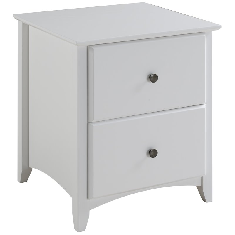 Home Square Solid Wood 2-Drawer Nightstand in White - Set of 2