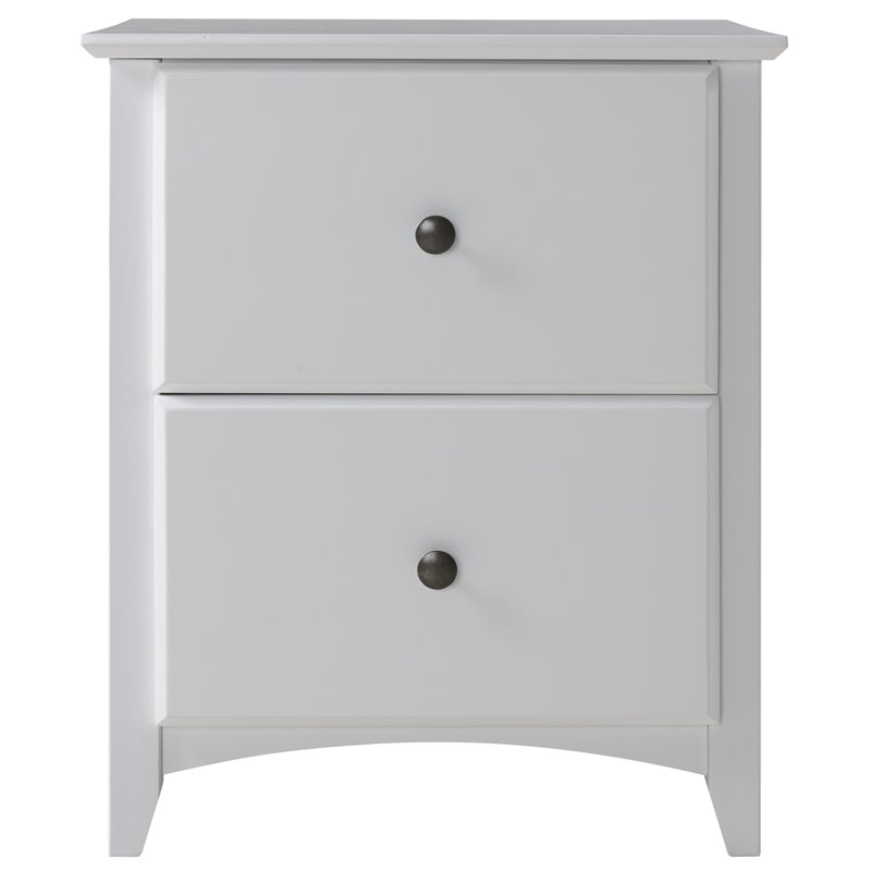 Home Square Solid Wood 2-Drawer Nightstand in White - Set of 2
