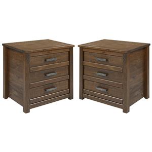 Home Square Solid Wood 3-Drawer Nightstand in Antique Walnut - Set of 2