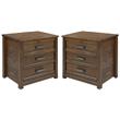 Home Square Solid Wood 3-Drawer Nightstand in Antique Walnut - Set of 2