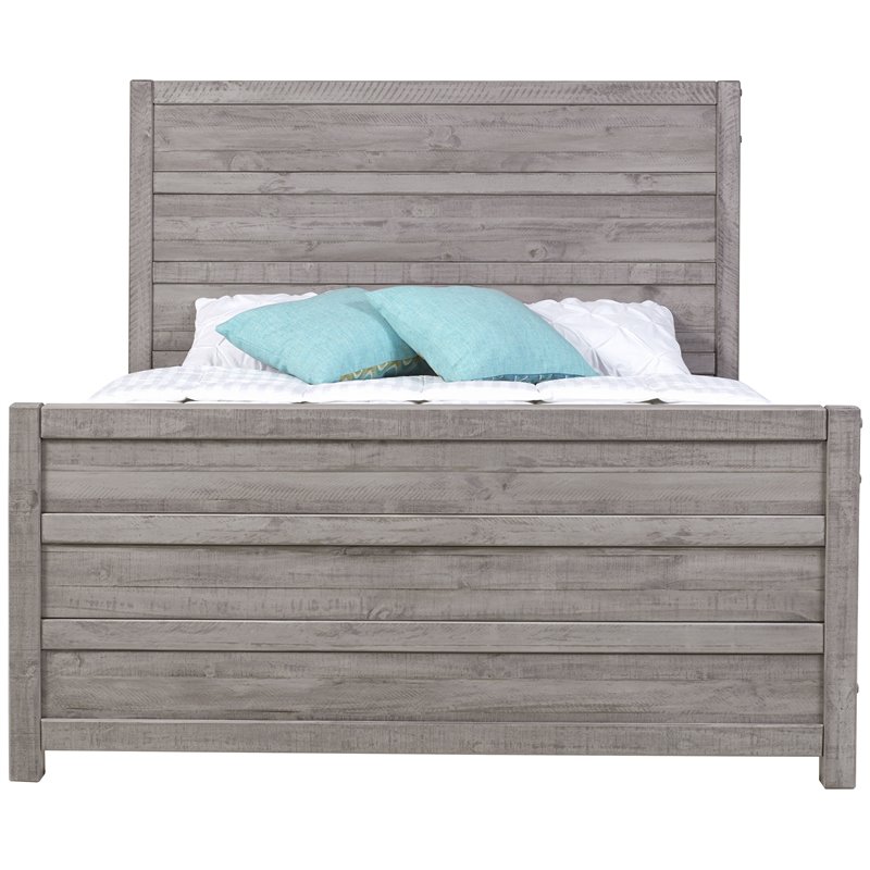 Home Square 4-Piece Set with Queen Bed & 2 Nightstands & Dresser in Gray
