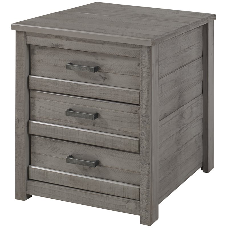 Home Square 4-Piece Set with Queen Bed & 2 Nightstands & Dresser in Gray
