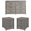 Home Square 3-Piece Set with 2 Nightstands & 6-Drawer Dresser in Antique Gray