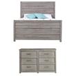 Home Square 2-Piece Set with Queen Bed & 6-Drawer Dresser in Antique Gray