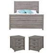 Home Square 3-Piece Set with Queen Bed and 2 Nightstands in Antique Gray